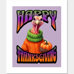 Groovy Psychedelic & Colorful Turkey Thanksgiving Family design Posters and Art
